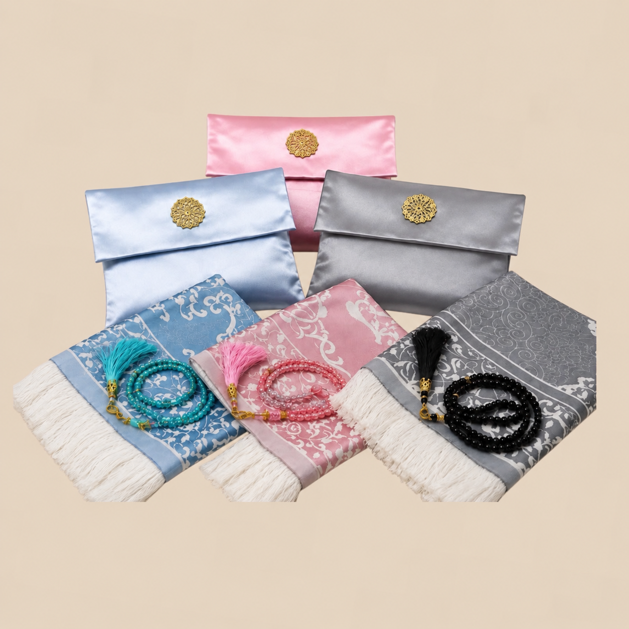 Pilihan Warna SujoodGo: Biru, Pink, Kelabu